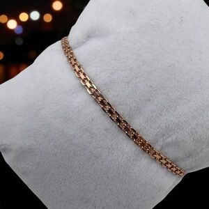 Sterling Silver Belcher Chain Bracelet 7” Rose Gold .925 Italy Delicate